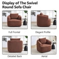thumbnail image 3 of Spaco 360° Swivel Upholstered Chair with One Soft Pillow, Teddy Fleece High-Resilience Sponge Single Sofa for Living Room, Bedroom, Apartment, Brown, 3 of 11