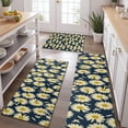 thumbnail image 2 of Darkblue Daisy Flower Yellow Centers Pattern Kitchen Rugs Sets Of 3,Kitchen Runner Rugs Non Skid Washable,Decorative Kitchen Floor Mats for Kitchen,Sink,Laundry,17"x30"+ 17"x47" + 17"x59", 2 of 6
