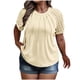 thumbnail image 3 of RKSTN Women's Summer Plus Size T Shirts Pleated Crewneck Lace Raglan Short Sleeve Tunic Shirts Womens Casual Solid Cotton Oversized Round Neck Loose Fits Comfy Basic Tee Shirts Pullover Tops, 3 of 7