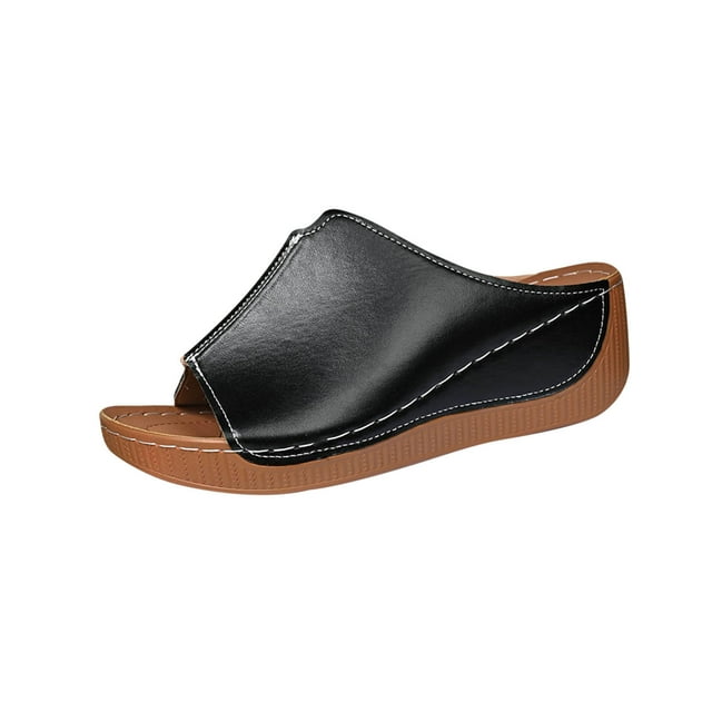 Pantoufles Noires pour Femme de Tous les Jours à Bout Rond et Talon pour un Usage Confortable en Diverses Occasions