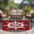 thumbnail image 4 of Nautical Rudder Round Area Rug 5Ft Washable Circle Rugs for Living Room Bedroom, Red Navy Blue Coastal Stars Ocean Non-Slip Carpet Floor Mats Indoor Outdoor Carpet Runner Aesthetic Home Decor, 4 of 8