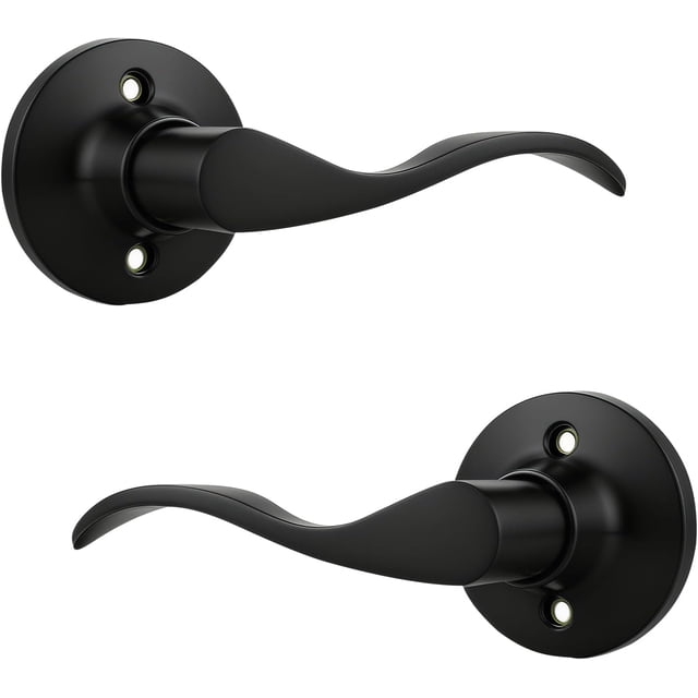 Poignée de Porte d'Intimité Intérieure avec Serrure, Levier de Porte Mat pour Salle de Bain et Chambre, Poignée de Porte Style Vague, Intérieur, Mat, Réversible, Verrouillage Sans Clé