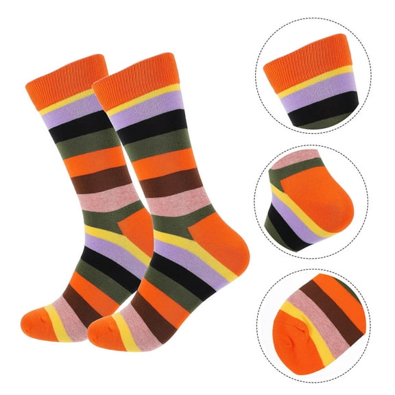 FONWILYO 1 Pair Mens Coloured Socks Orange Cotton Mid Calf for