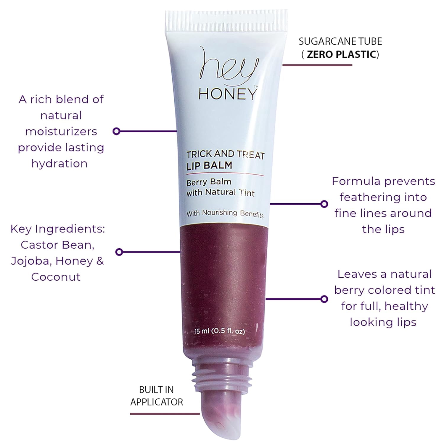 Hey Honey Skincare TRICK AND TREAT LIP BALM - Berry - 15mL | 0.5 FL. OZ.