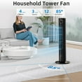 thumbnail image 4 of Tower Fan,90°Oscillating Cooling Standing Bladeless Floor Fans that Blow Cold Air with Remote Control 12H Timer 3 Speeds 4 Modes for Home Bedroom Office,36 inch,Black, 4 of 8