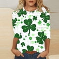 thumbnail image 2 of Women St. Patrick's Day Tops Shamrock Clover Print Short Sleeved T Shirt Green Shamrock Graphic Tees Blouses, 2 of 5