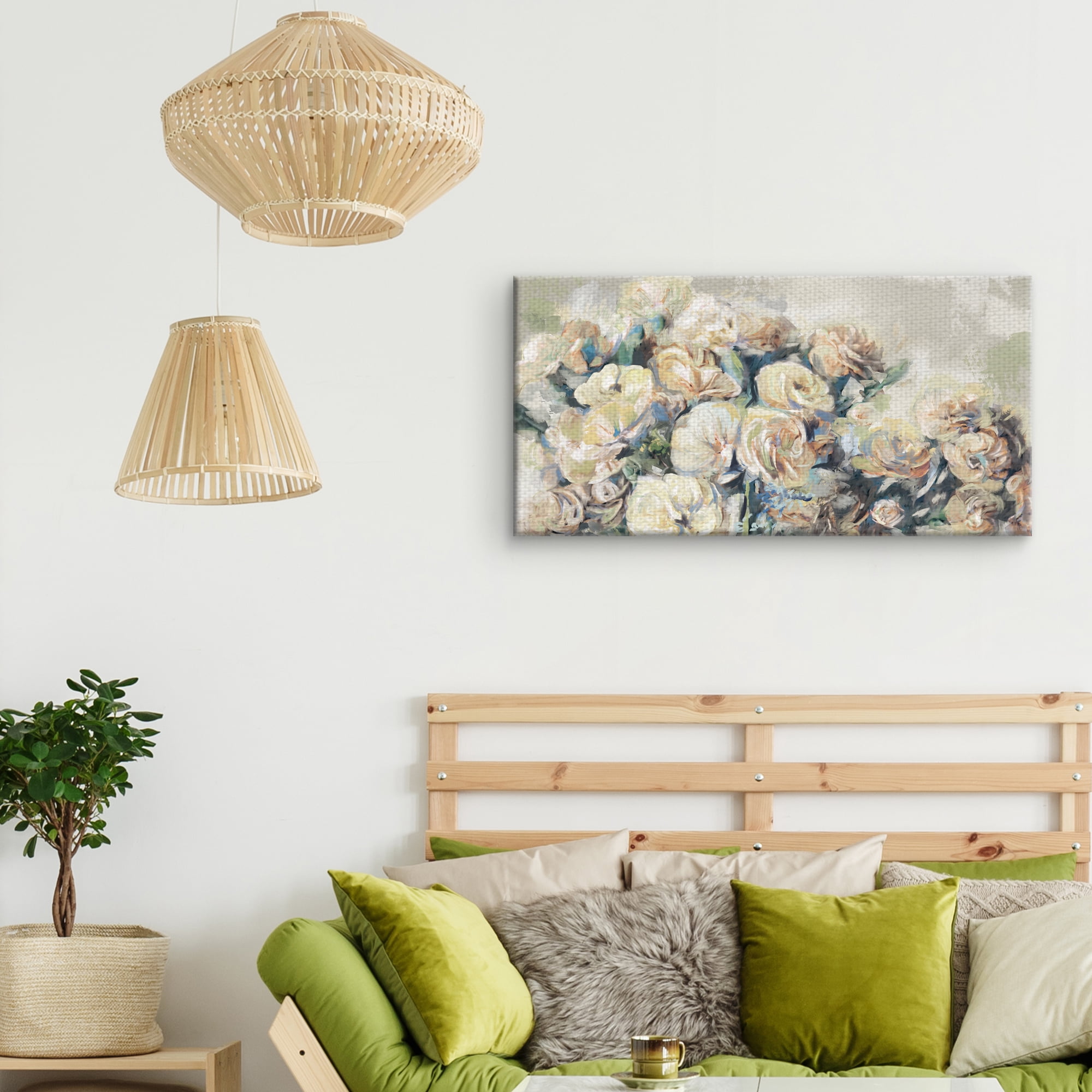 Masterpiece Art Gallery Faye's Bouquet Soft White Flowers By Studio Arts Canvas Art Print 17" x 34"