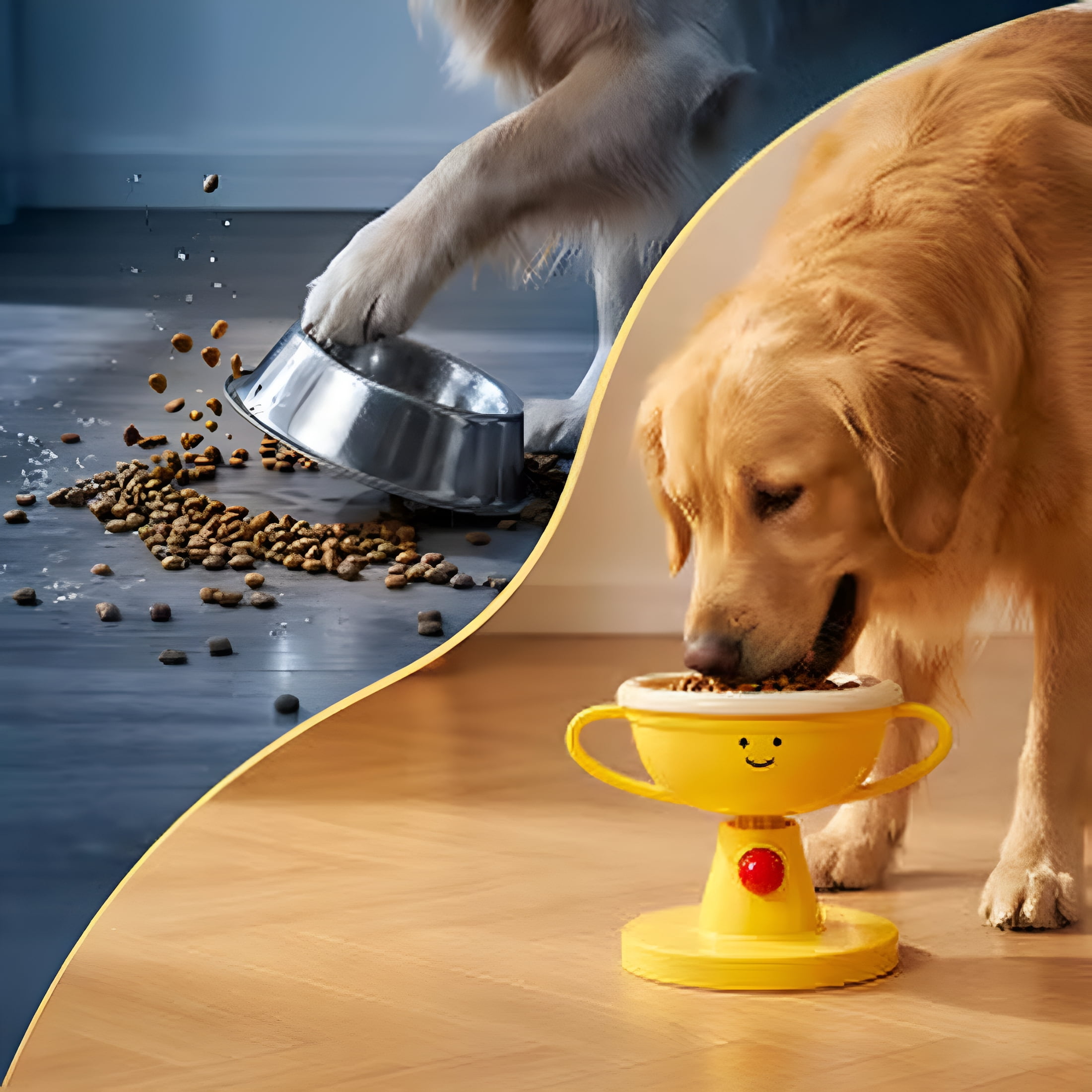 ACDANC 2026 New Adjustable Elevated Cat Bowl & Small Pet Feeder, Trophy Bowls Cat Bowl, Dog Proof Cats Feeding Station, Non-Slip Feet, 15° Tilted Pet Bowls for Cats Puppy Small Dogs (Ceramic)