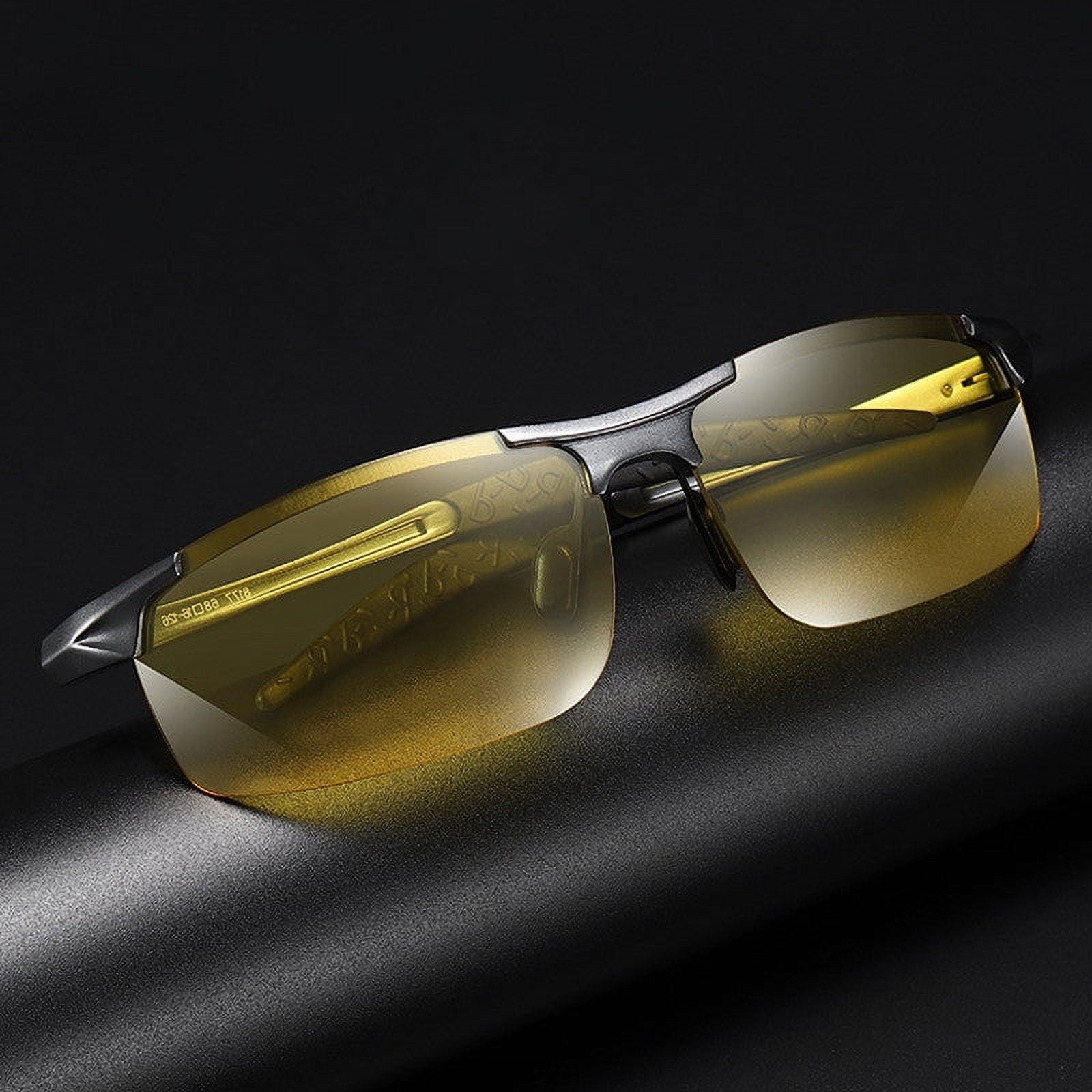 Polarized Sports Sunglasses for Men with UV400 Protection, Day and Night Color-Changing Lenses, Aluminum Magnesium Frame