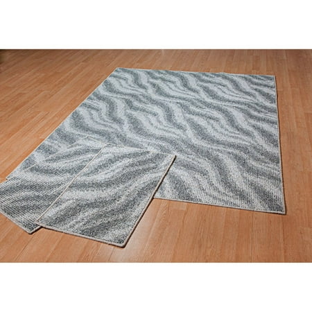 Faded Wave 3 Piece Rug Set, Grey