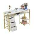 thumbnail image 5 of Dextrus 47.2" W Modern Nail Table with Storage, Manicure Table with Drawer & Shelves, Marbling Texture Nail Table Station for Salon, 5 of 9