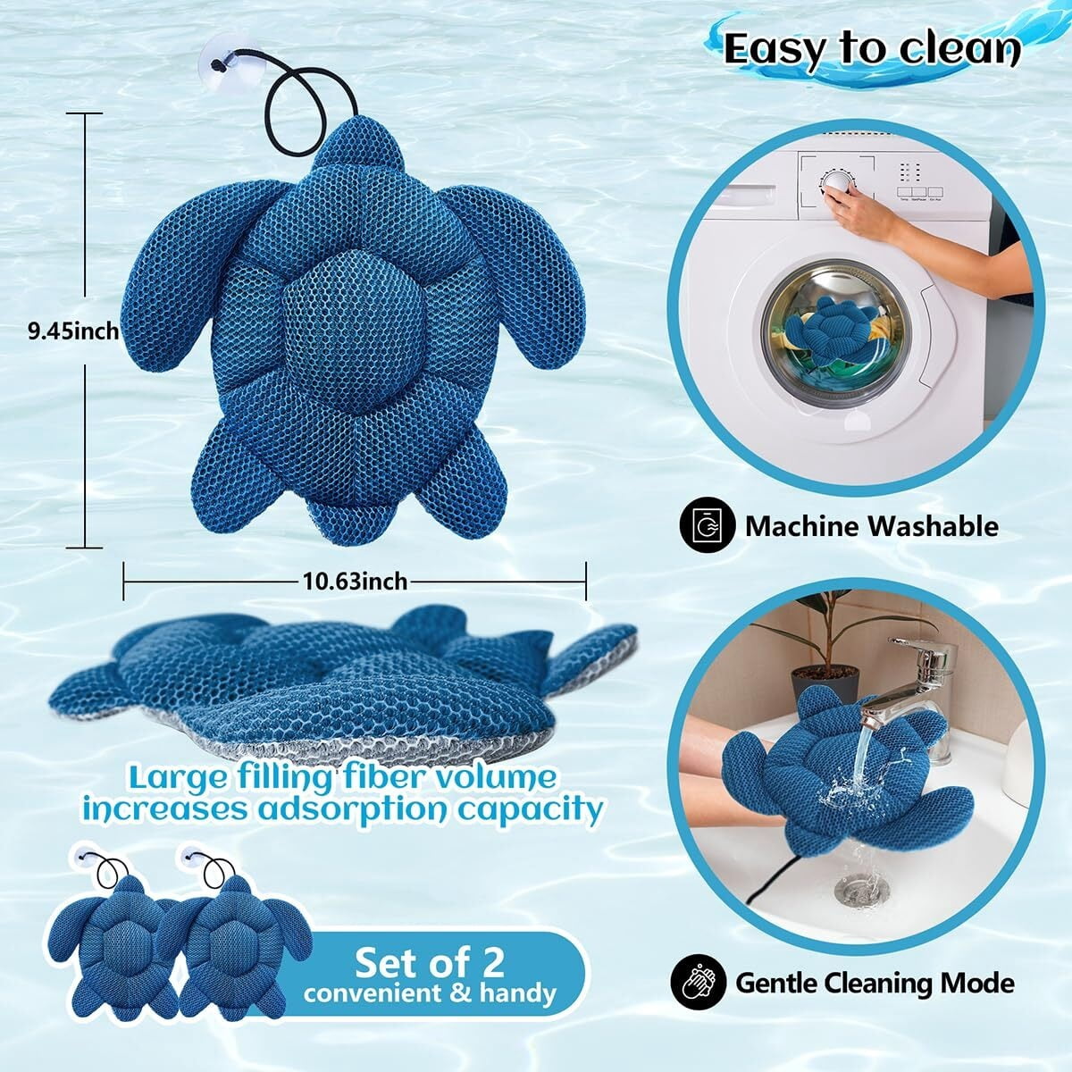 Hot Tub Scum Absorber, Scum Turtle Hot Tub Cleaner Hot Tub Accessories 2 Pack Hot Tub Sponge for Scum Reusable Spa & Pool Cleaner Hot Tub Oil Absorbing Scum Absorber Keeps Water Clean