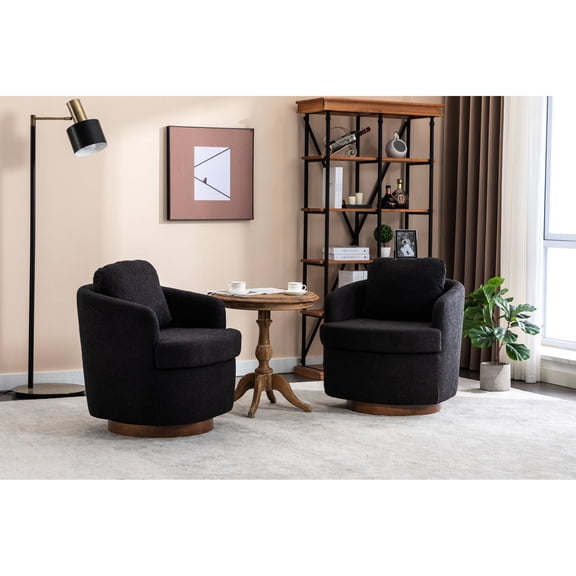 Swivel Accent Chair | 360-Degree Rotation for Living Room and Bedroom | Boucle Fabric and Eucalyptus Wood Frame | Easy Assembly and Ergonomic Design