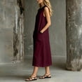 thumbnail image 7 of VBVC Women's Color Block Collar Sleeveless Midi Dress,Button Detail Shift Dress For Women,Ladies' Casual Peter Pan Collar Tunic Dress with Pockets,Wine,S-2XL, 7 of 7