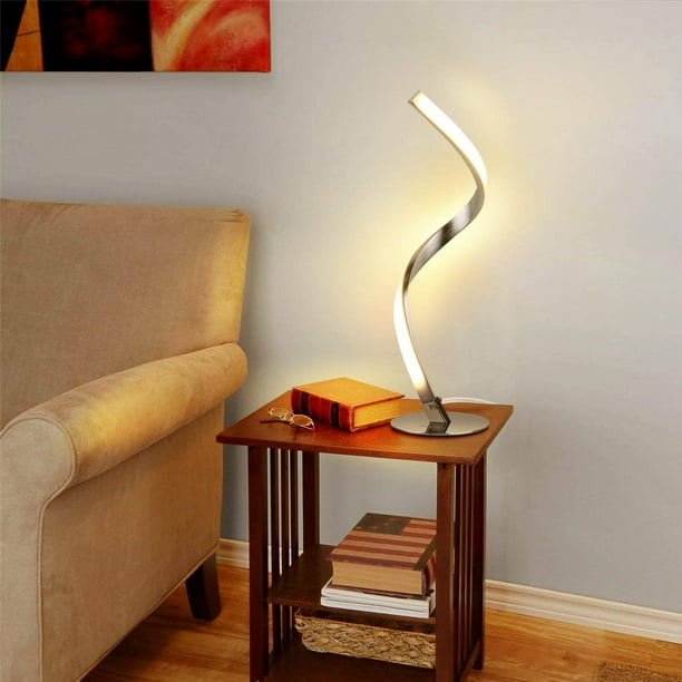Spiral LED Table Lamp Modern Bedside Desk Lamps, Contemporary Nightstand Light, 12W Decorative Night Table Lights for Bedroom, Living Room, Office, Home Warm Light Walmart.com