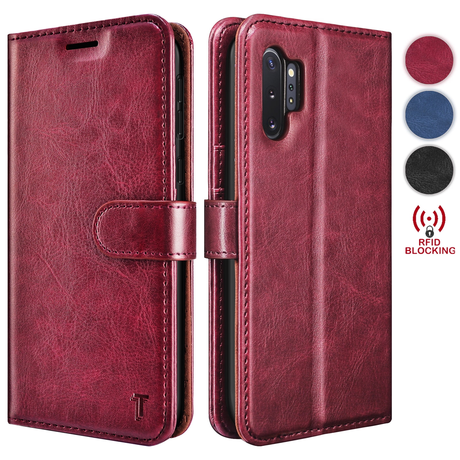 Stylish Cover Compatible with Samsung Galaxy Note 10 red Leather Flip Case Wallet for Samsung Galaxy Note 10 