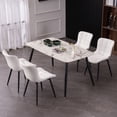 thumbnail image 5 of Kidol & Shellder Soft Dining Chair Set of 2 PU Upholstered High Back Living Room Side Chairs, White, 5 of 10