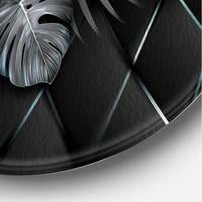 Designart 'Gold and Black Tropical Leaves I' Modern Circle Metal Wall Art 36x36 - Disc of 36