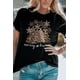 thumbnail image 1 of ABPHQTO Camiseta de cuello redondo con estampado gráfico de árbol de Navidad de leopardo negro para mujer, 1 of 5