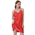 thumbnail image 2 of LYMAYTER Women's Silk Nightgown Lace Trim V Neck Chemise Sleepwear Mini Slips S-2XL, 2 of 8