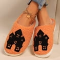thumbnail image 4 of XIMIN Womens Cute Cotton Pumpkin Castle Graphic Slippers Indoor Slipper and Plush Shoes Gifts Women Mom Sister Plush Slippers with Arch House Warm Shoes, 4 of 7