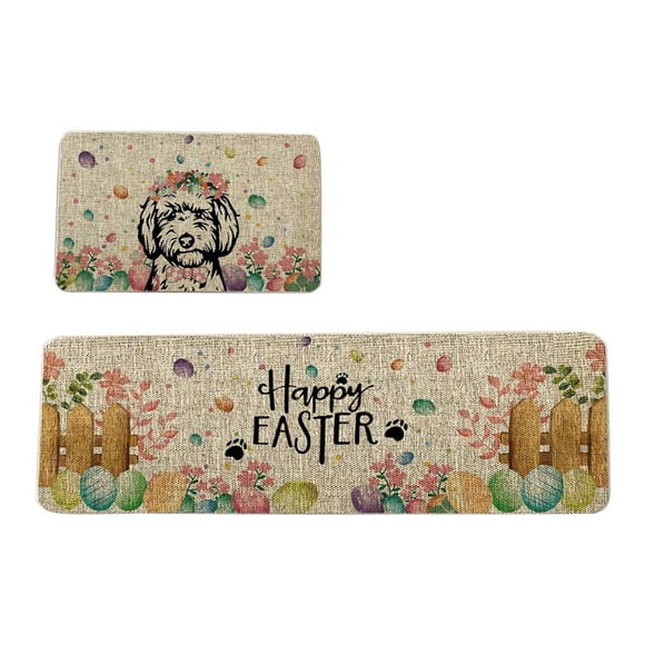 Product Classification Carpet Rug Set Easter Themed Two Piece Easy To Clean Home Decoration for Spring Seasonal Interior Flooring