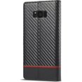 thumbnail image 3 of Wallet Case for Samsung Galaxy S8, Carbon Fiber Premium PU Leather Flip Case with Card Holder Magnetic Closure Protective Cover for Samsung Galaxy S8, Horizontal Red Line, 3 of 14