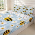 thumbnail image 3 of Erosebridal Watercolor Bee Zipper Full Size Comforter Sets with Fitted Sheet and 2 Pillowcases,Lovely Floral Zipper Bedding Set,White Black,Colorful Stars Reversible,4pcs, 3 of 8