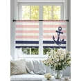 thumbnail image 4 of Blue Anchor Sheer Curtains 54 Inches Long 2 Panels Costal Pink White Blue Stripes Background Light Filtering Semi Sheer Window Curtains Drapes for Bedroom Living Room 52"x54", 4 of 7