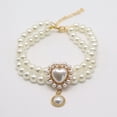 thumbnail image 3 of Elegant Pearl Dog Necklace Shiny Rhinestone Pet Jewelry Accessory for Wedding Party Celebration - White,M, 3 of 9
