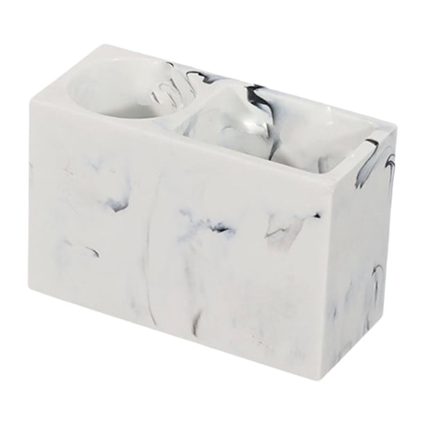 Soporte para cepillos de dientes, soporte para cepillos de dientes, soporte para brochas de maquillaje de 2 compartimentos para escritorio Blanco