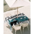 thumbnail image 3 of 54x80 Inch Outdoor Tablecloth with Umbrella Hole Zipper Rectangle Vintage Teal Black Rectangular Tablecloths Outside Waterproof Grey Plaid Animals Retro Tree Checkered Patio Table Cover for Picnic, 3 of 8