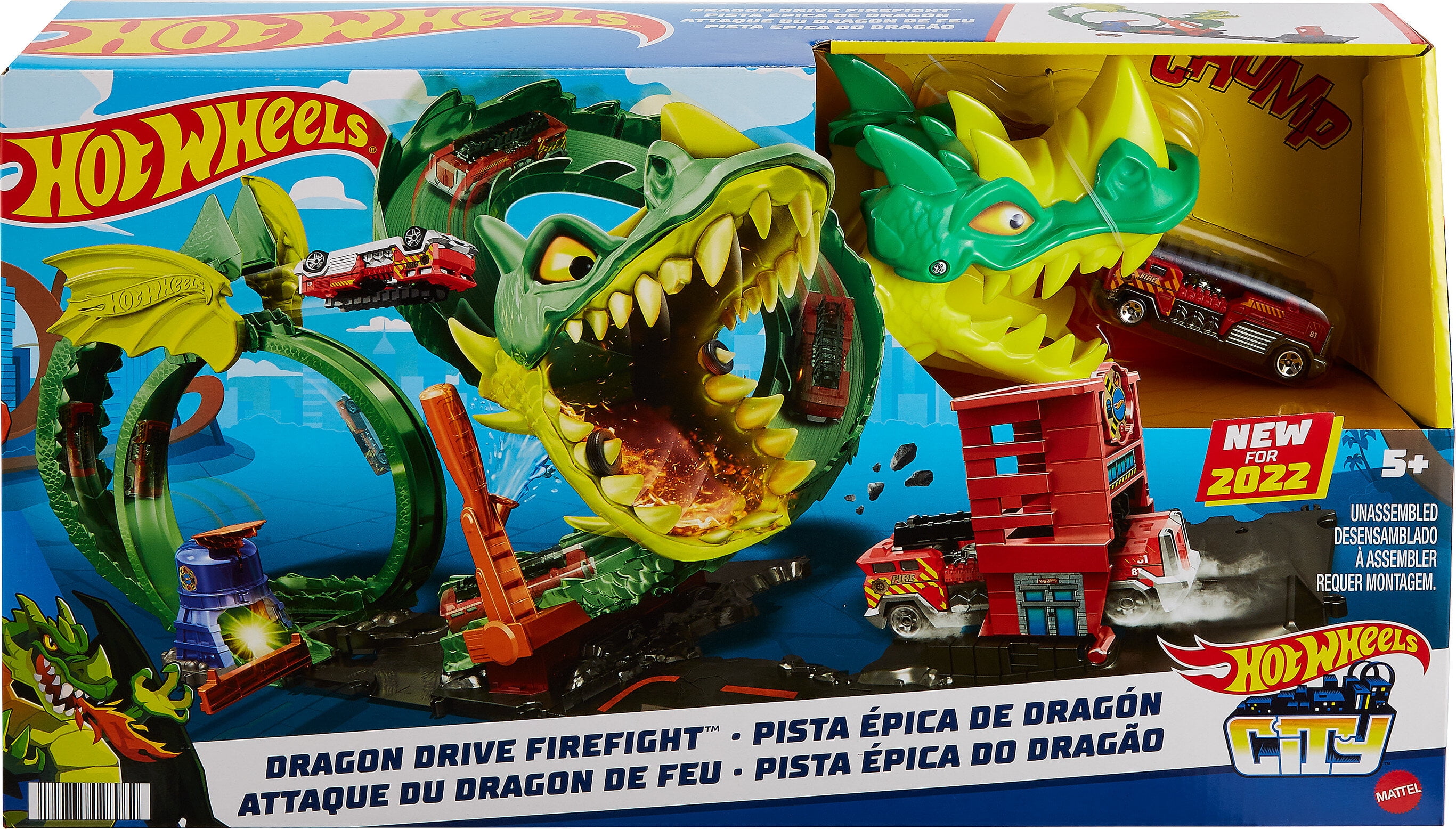 Hot Wheels City Dragon Drive Firefight Track Set & 1:64 Scale Toy