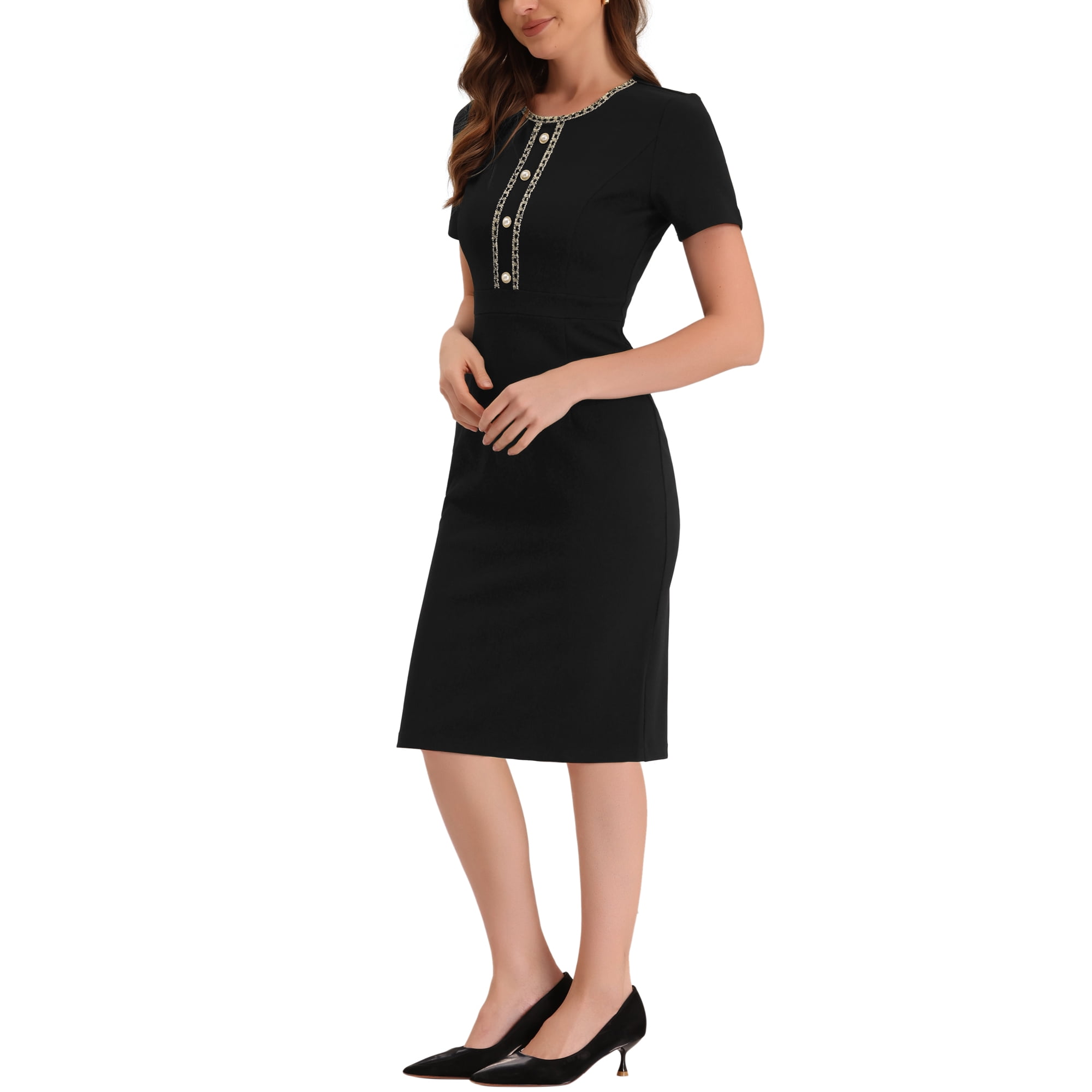 Allegra K Robes Côtelées Pour Femme Col Rond Sans Manches Robe