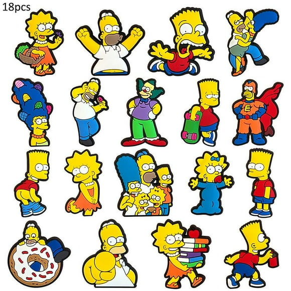 18 pack Jibbitz Charms for Crocs Clog The Simpsons Funny Cartoon Shoe Decoration Accessories