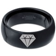 thumbnail image 2 of Tungsten Diamond Gemstone Adamantine Isometric Crystal Band Ring 8mm Men Women Comfort Fit Black Dome Polished, 2 of 4