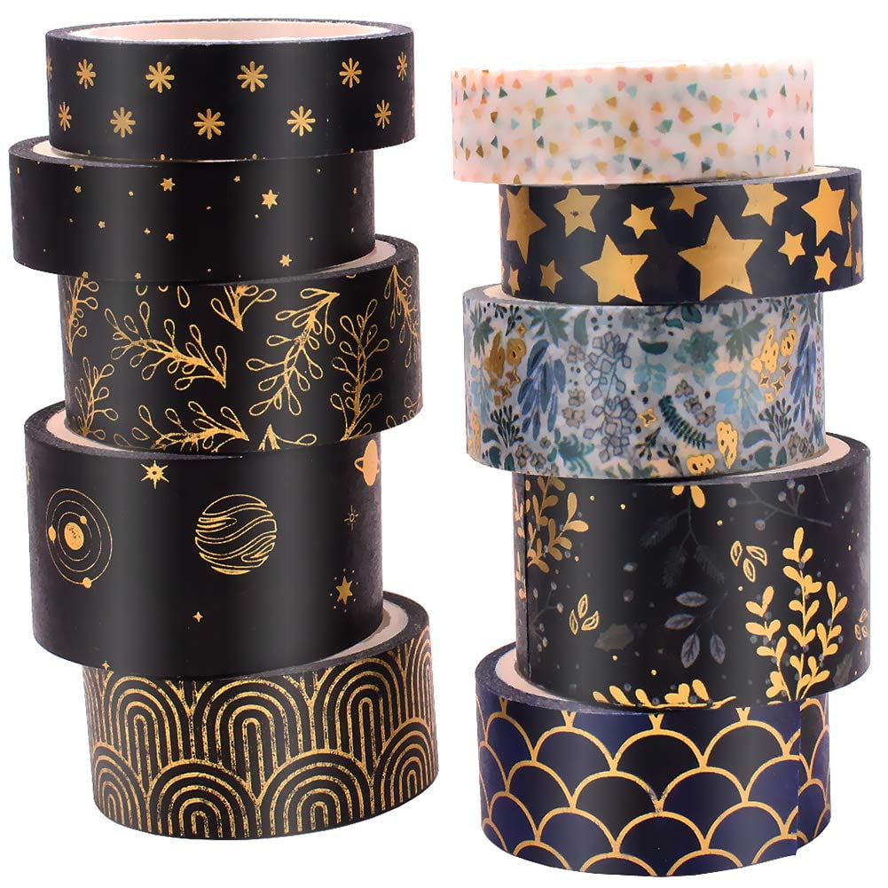 Bullet Journal 6 Rolls 0.6 inches Planner Decorative Masking Tape for Scrapbooking Gold Foil Washi Tape Set DIY Arts and Crafts Card Gift Wrapping