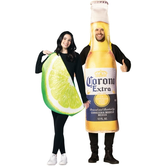 Corona Extra Beer Bottle & Ultimate Lime Slice Couples Halloween Costume, Multicolor, Adult One Size, #10377