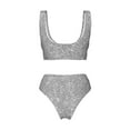 thumbnail image 5 of Daiia GlitterSilver Women's Bikini Set Two Piece Swimsuit High Waisted Bikini Adjustable Straps Bikini Perfect for Beach, Pool, and Summer Vacation-Large, 5 of 9