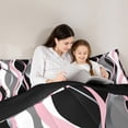 thumbnail image 5 of Manfei Pink Gray White Black Bedding Comforter Set, Contemporary Geometric Twin Comforter Sets, Aesthetic Lines Stripes Bedding Set, Super Cozy Room Decor, Reversible 2pcs, 5 of 8