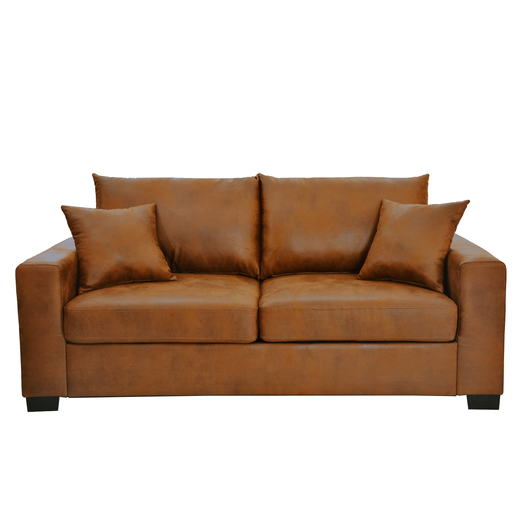 Leumius 69" Sofa for Living Room,Modern 2 Seater Couch for Small Space,Upholstered Loveseat with 2 Throw Pillows,Light Brown