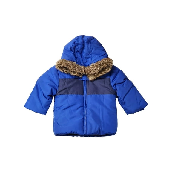 Place Infant Boys Blue Jacket With Attached Lined Hooded Coat 6-9 Months