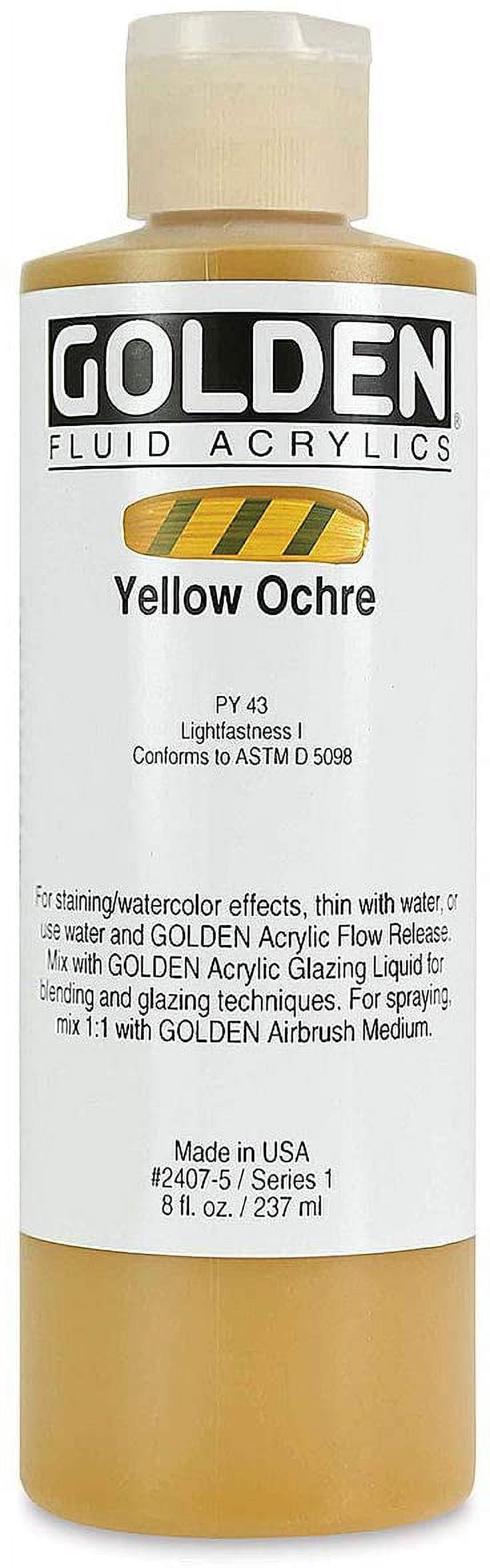 Golden Fluid Acrylics - Yellow Ochre, 8 oz bottle