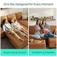 thumbnail image 6 of LINSY HOME Pull Out Couch Chaise Lounge, Plush Corduroy Convertible Loveseat Sofa Couch with Storage Ottoman, Brown, 6 of 11