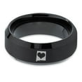 thumbnail image 2 of Tungsten New Mexico The Land of Enchantment State Heart Band Ring 8mm Men Women Comfort Fit Black Beveled Edge Brushed Polished, 2 of 4