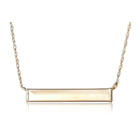 AVORA 10K Yellow Gold Bar Pendant Necklace with 17" Chain