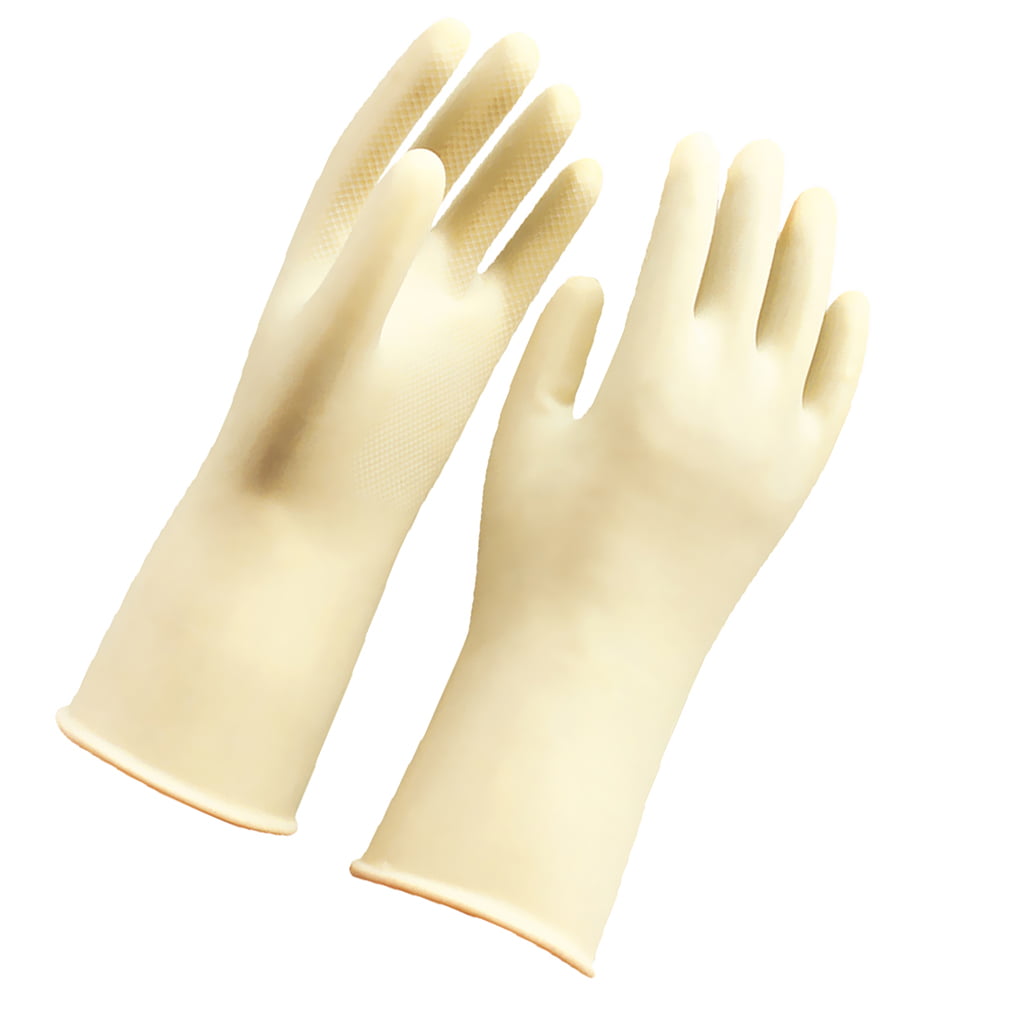 2pcs Industrial Rubber Latex Gloves Work Safety Gardening Gloves White 60cm 