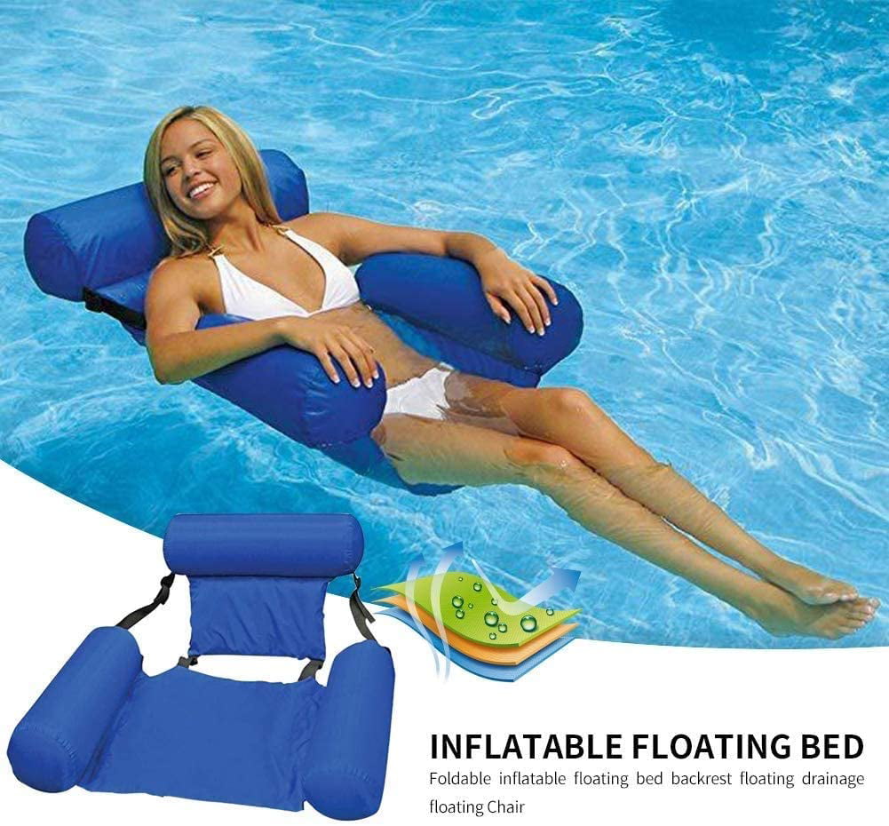 Single Person Inflatable Float Hammock Beach Fun Pool Party Inflatable Floating Bed Outdoor Water Sofa Floating Air Bed Loungers Backrest Recliner Rafts 