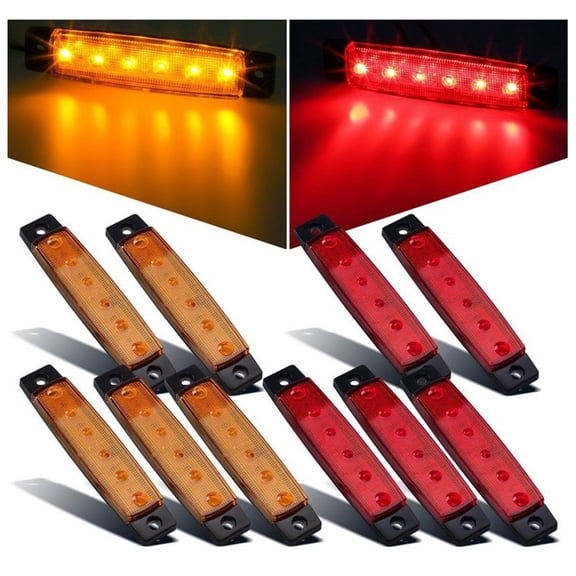 2 Pcs 6 LED 12V Trailer Tail Light Yellow Turn Signal Brake Marker Led Light Replacement
