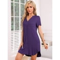 thumbnail image 2 of DARING DIVA Women's Short Sleeve Button Down Nightshirt XS Purple, 2 of 6